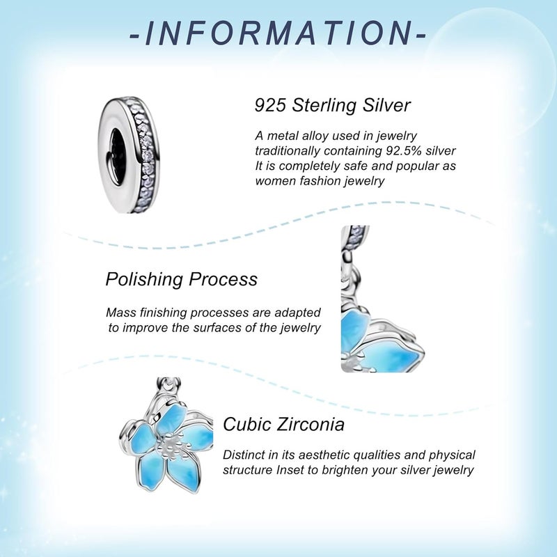 YUMINN 925 Sterling Silver Charms for Bracelets Gold Love and Heart Charms Cherry Blossom Dangle Beads Jewelry for Women - Image 4